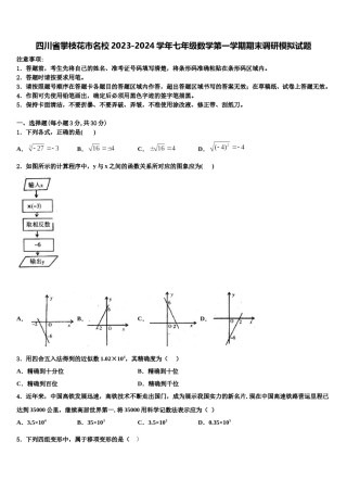 四川省攀枝花市名校2023-2024学年七年级数学第一学期期末调研模拟试题含解析.doc