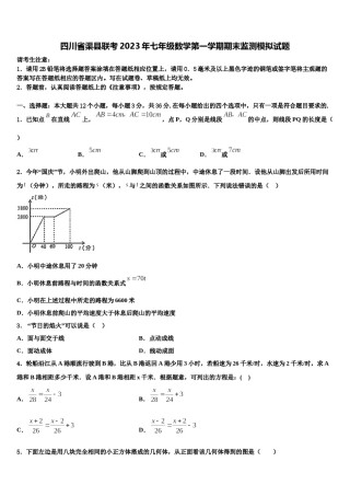 四川省渠县联考2023年七年级数学第一学期期末监测模拟试题含解析.doc