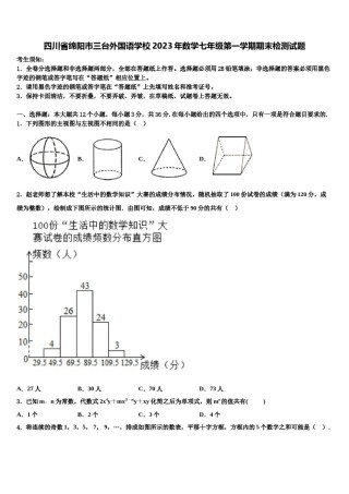 四川省绵阳市三台外国语学校2023年数学七年级第一学期期末检测试题含解析.doc