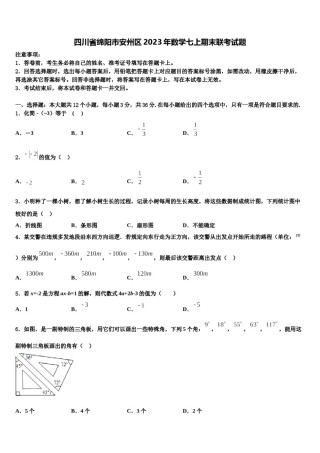 四川省绵阳市安州区2023年数学七上期末联考试题含解析.doc