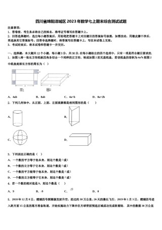 四川省绵阳涪城区2023年数学七上期末综合测试试题含解析.doc