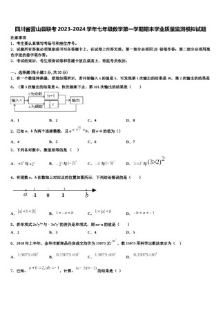 四川省营山县联考2023-2024学年七年级数学第一学期期末学业质量监测模拟试题含解析.doc