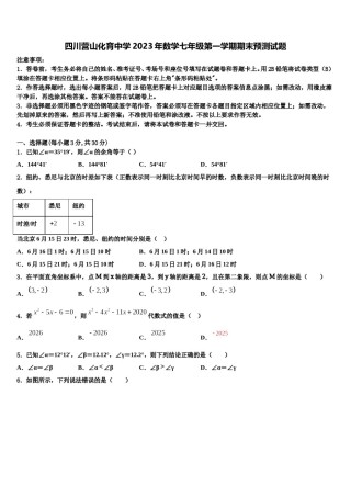 四川营山化育中学2023年数学七年级第一学期期末预测试题含解析.doc