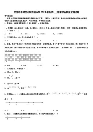 天津市宁河区北淮淀镇中学2023年数学七上期末学业质量监测试题含解析.doc