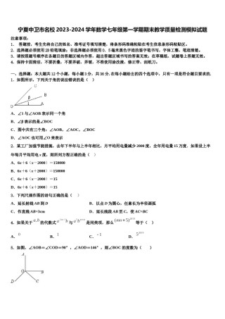 宁夏中卫市名校2023-2024学年数学七年级第一学期期末教学质量检测模拟试题含解析.doc