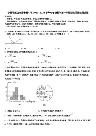 宁夏石嘴山市第十五中学2023-2024学年七年级数学第一学期期末质量检测试题含解析.doc