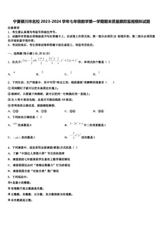 宁夏银川市名校2023-2024学年七年级数学第一学期期末质量跟踪监视模拟试题含解析.doc