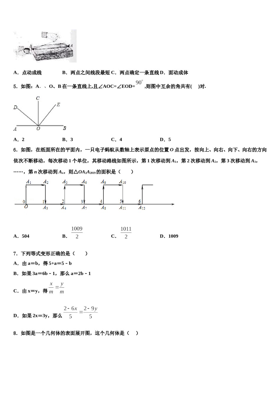 安徽省临泉2023年数学七年级第一学期期末质量跟踪监视模拟试题含解析.doc_第2页