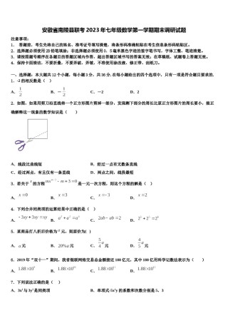 安徽省南陵县联考2023年七年级数学第一学期期末调研试题含解析.doc