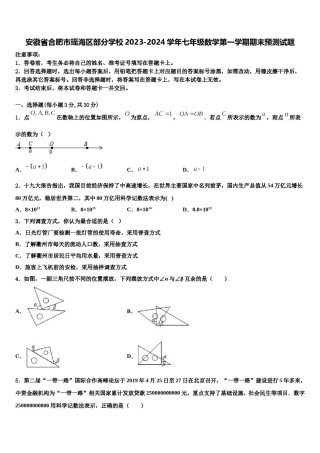 安徽省合肥市瑶海区部分学校2023-2024学年七年级数学第一学期期末预测试题含解析.doc