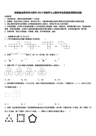 安徽省合肥市科大附中2023年数学七上期末学业质量监测模拟试题含解析.doc