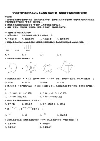 安徽省合肥市肥西县2023年数学七年级第一学期期末教学质量检测试题含解析.doc