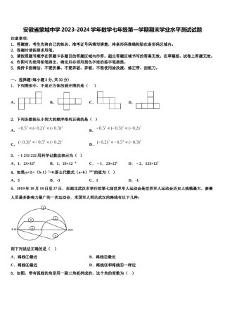 安徽省蒙城中学2023-2024学年数学七年级第一学期期末学业水平测试试题含解析.doc