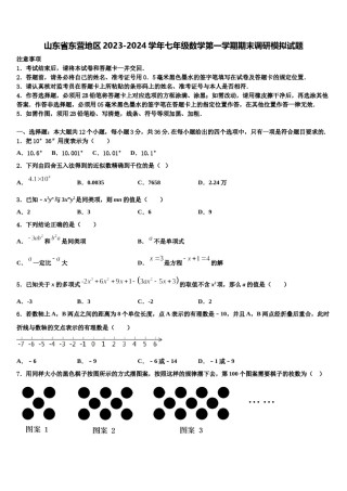 山东省东营地区2023-2024学年七年级数学第一学期期末调研模拟试题含解析.doc