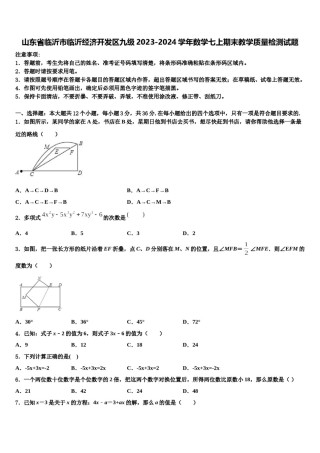 山东省临沂市临沂经济开发区九级2023-2024学年数学七上期末教学质量检测试题含解析.doc
