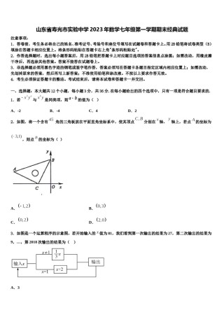 山东省寿光市实验中学2023年数学七年级第一学期期末经典试题含解析.doc