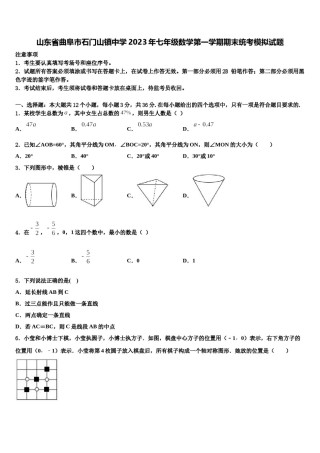 山东省曲阜市石门山镇中学2023年七年级数学第一学期期末统考模拟试题含解析.doc