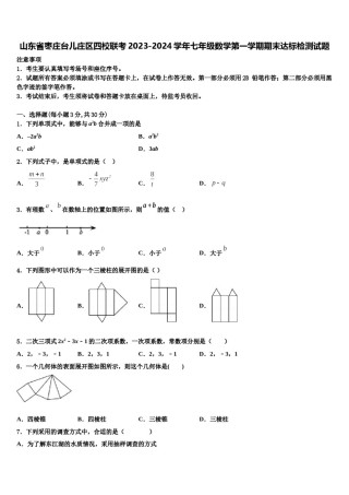 山东省枣庄台儿庄区四校联考2023-2024学年七年级数学第一学期期末达标检测试题含解析.doc