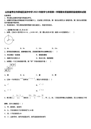 山东省枣庄市薛城区奚仲中学2023年数学七年级第一学期期末质量跟踪监视模拟试题含解析.doc
