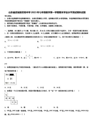 山东省武城县实验中学2023年七年级数学第一学期期末学业水平测试模拟试题含解析.doc