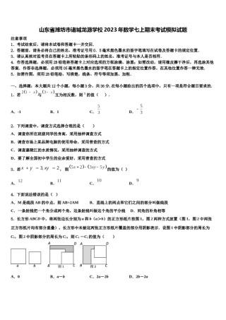 山东省潍坊市诸城龙源学校2023年数学七上期末考试模拟试题含解析.doc
