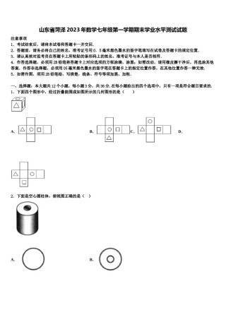 山东省菏泽2023年数学七年级第一学期期末学业水平测试试题含解析.doc