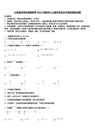 山东省菏泽东明县联考2023年数学七上期末学业水平测试模拟试题含解析.doc