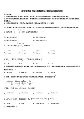山东省费县2023年数学七上期末达标测试试题含解析.doc