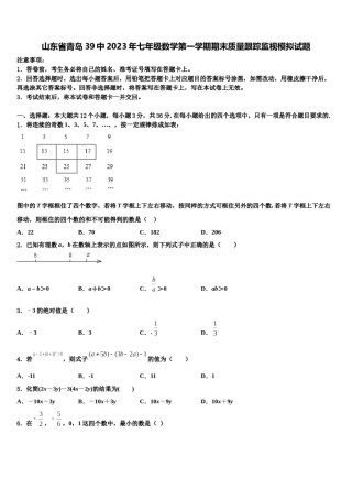 山东省青岛39中2023年七年级数学第一学期期末质量跟踪监视模拟试题含解析.doc