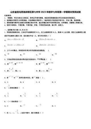 山东省青岛西海岸新区第七中学2023年数学七年级第一学期期末预测试题含解析.doc