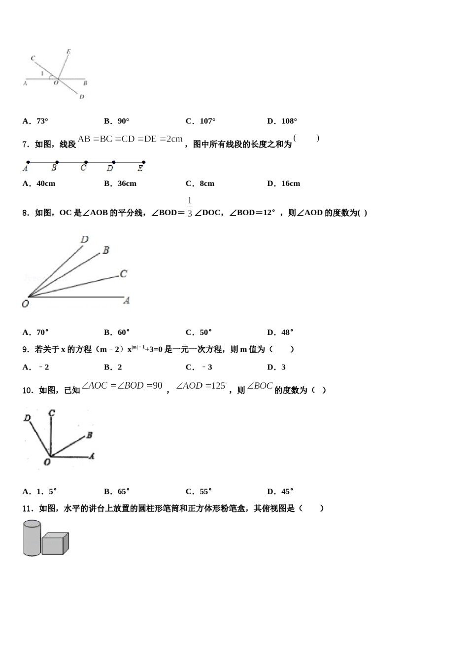山东省龙口市兰高镇兰高学校2023年数学七上期末复习检测模拟试题含解析.doc_第2页
