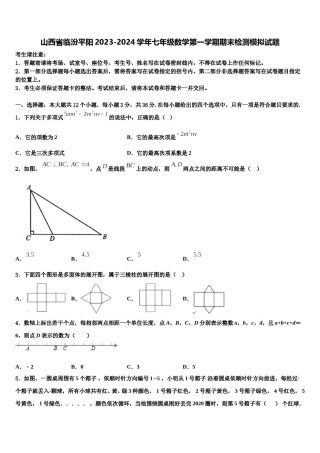 山西省临汾平阳2023-2024学年七年级数学第一学期期末检测模拟试题含解析.doc