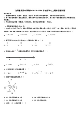 山西省吕梁市汾阳市2023-2024学年数学七上期末联考试题含解析.doc