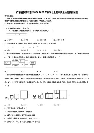广东省东莞市东华中学2023年数学七上期末质量检测模拟试题含解析.doc