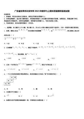 广东省东莞市长安中学2023年数学七上期末质量跟踪监视试题含解析.doc
