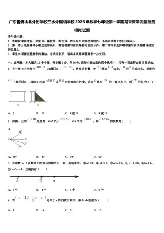 广东省佛山北外附学校三水外国语学校2023年数学七年级第一学期期末教学质量检测模拟试题含解析.doc
