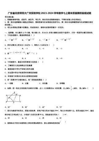 广东省北京师范大广州实验学校2023-2024学年数学七上期末质量跟踪监视试题含解析.doc