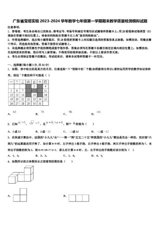 广东省宝塔实验2023-2024学年数学七年级第一学期期末教学质量检测模拟试题含解析.doc