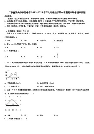 广东省汕头市东厦中学2023-2024学年七年级数学第一学期期末联考模拟试题含解析.doc