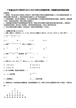 广东省汕头市十四中学2023-2024学年七年级数学第一学期期末联考模拟试题含解析.doc