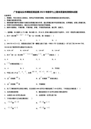 广东省汕头市潮阳区铜盂镇2023年数学七上期末质量检测模拟试题含解析.doc