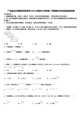 广东省汕头潮南区四校联考2023年数学七年级第一学期期末学业质量监测试题含解析.doc