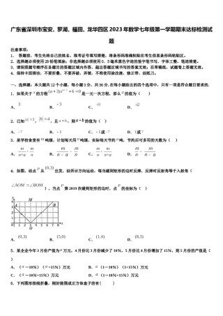 广东省深圳市宝安、罗湖、福田、龙华四区2023年数学七年级第一学期期末达标检测试题含解析.doc