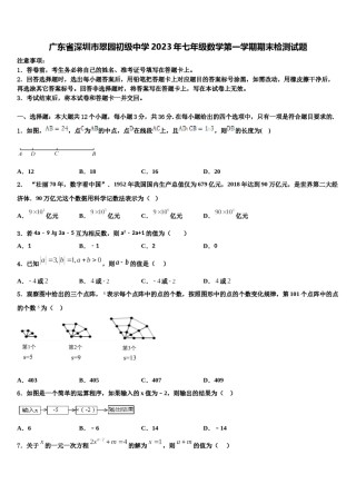 广东省深圳市翠园初级中学2023年七年级数学第一学期期末检测试题含解析.doc
