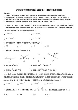 广东省清远市英德市2023年数学七上期末经典模拟试题含解析.doc