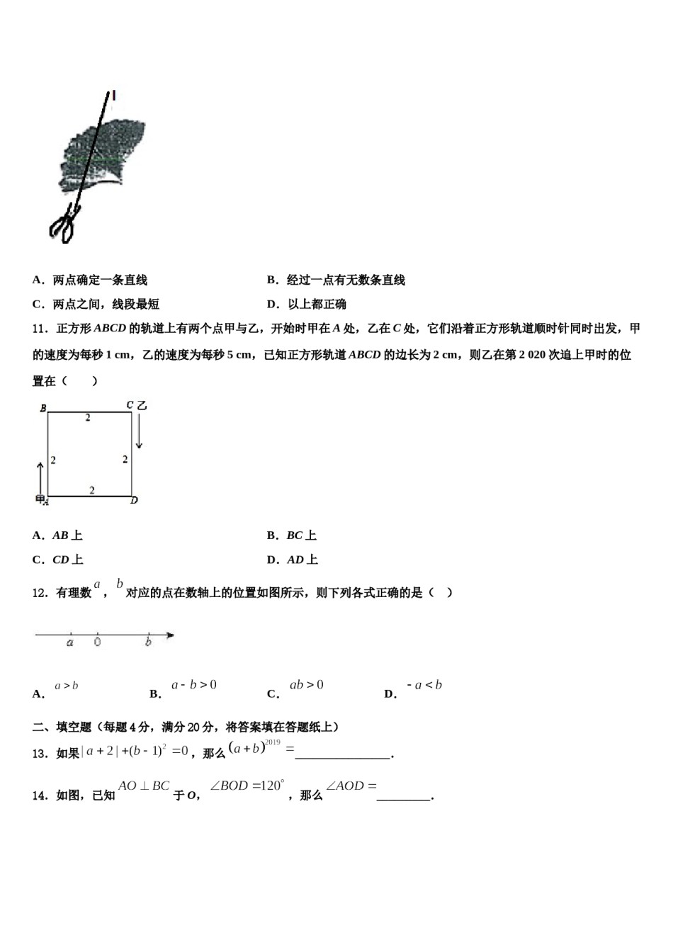广东省潮州湘桥区六校联考2023-2024学年七年级数学第一学期期末质量检测试题含解析.doc_第3页