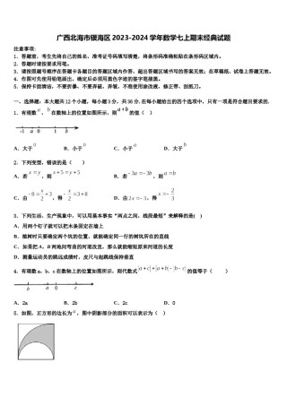 广西北海市银海区2023-2024学年数学七上期末经典试题含解析.doc