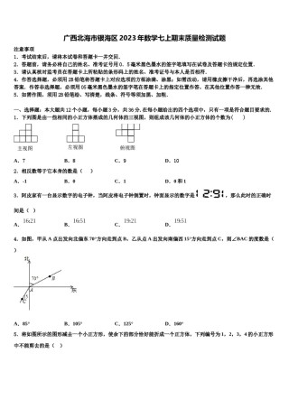 广西北海市银海区2023年数学七上期末质量检测试题含解析.doc