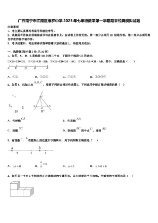 广西南宁市江南区维罗中学2023年七年级数学第一学期期末经典模拟试题含解析.doc