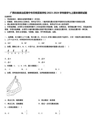 广西壮族自治区南宁市天桃实验学校2023-2024学年数学七上期末调研试题含解析.doc